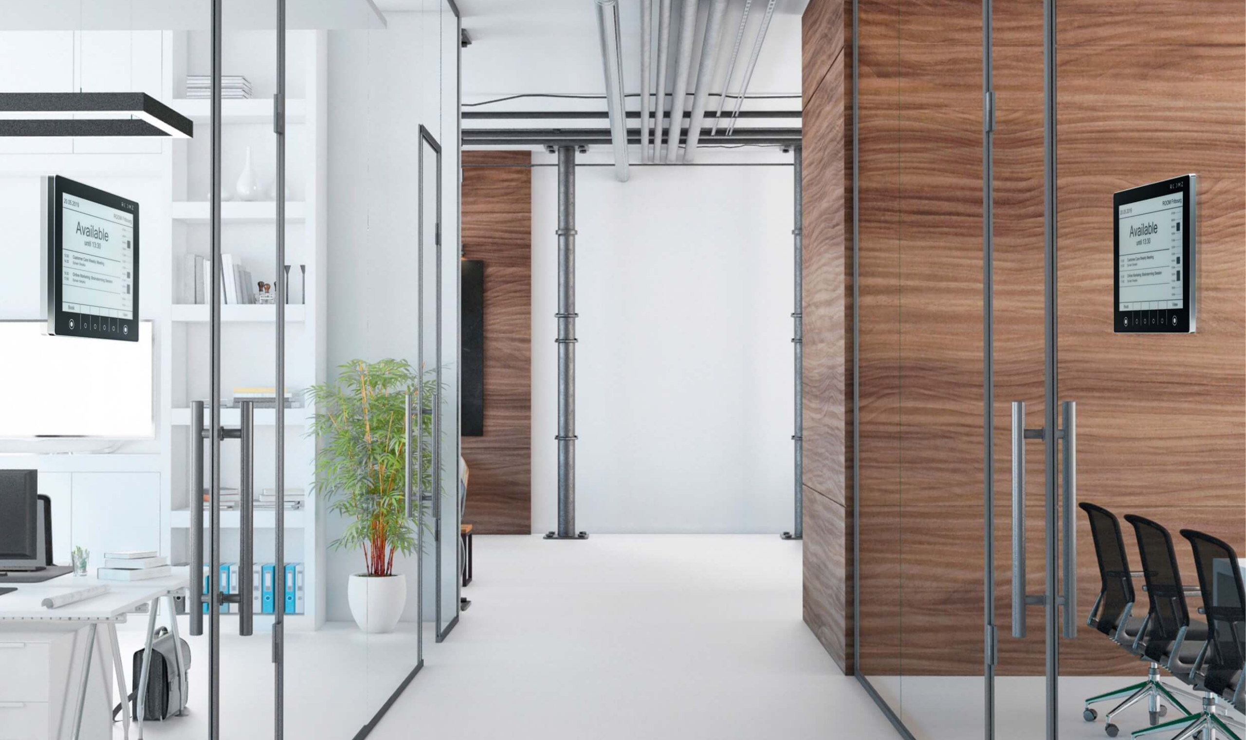 Modern office corridor equipped with ROOMZ