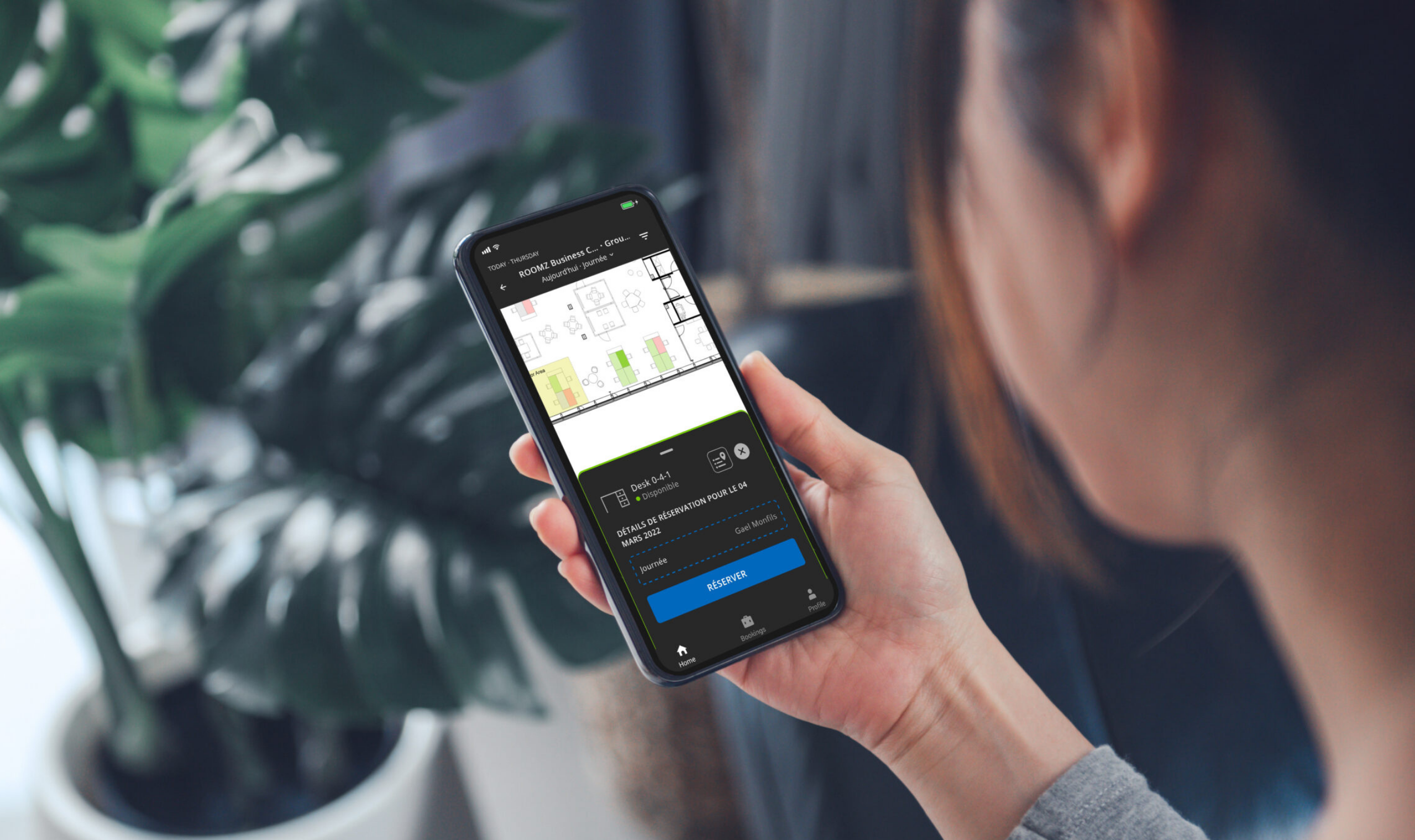 The myROOMZ booking application on a smartphone